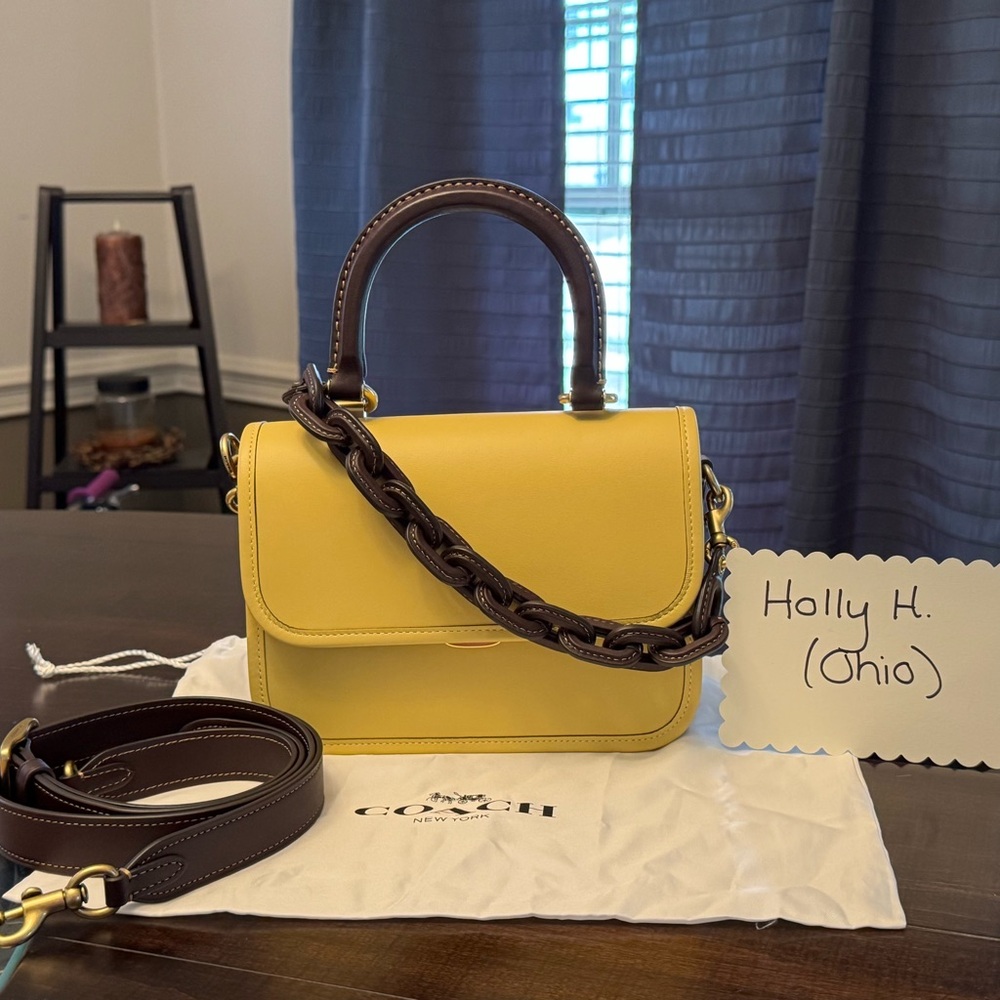 💛🤎 Coach Rogue Top Handle in Colorblock (in Excellent Used Condition)! 💛🤎